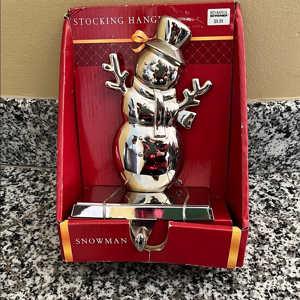 Silver Snowman Stocking Hanger